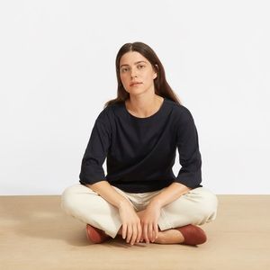 Everlane Luxe Cotton Crop Tee - L - Black